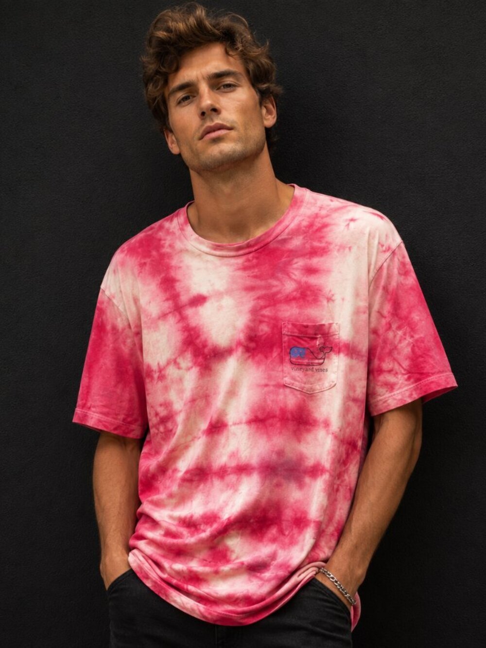 Vineyard Vines Red Tie Dye Shirt Tee T-Shirt Tied Dyed Custom Size Medium Whale